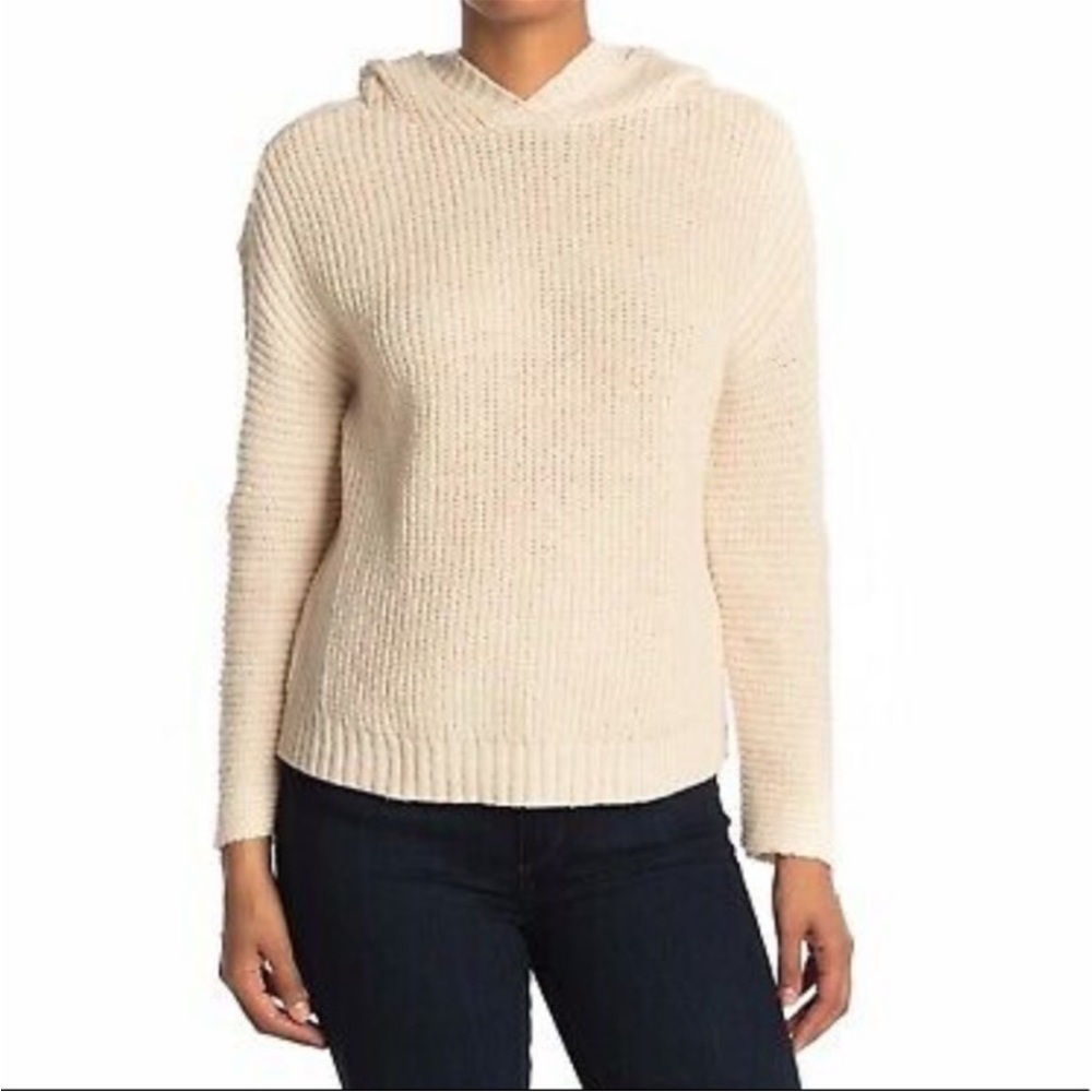 Abound Beige Cozy Ribbed Knit Hoodie Sweater